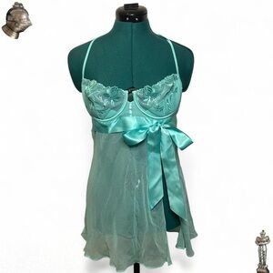 NWT vintage 2005 Victoria’s Secret Very Sexy blue sheer lace halter slip top